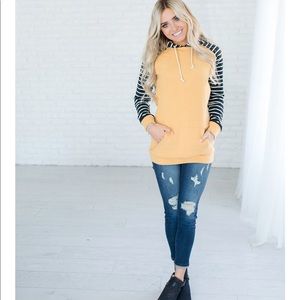 Ampersand Ave. Mustard Stripe hoodie
